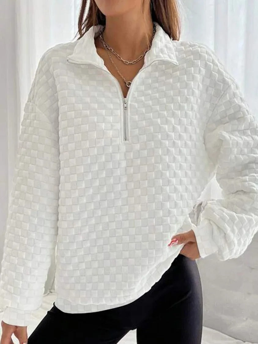 Geisha - Maglione elegante e moderno con scollo a V e zip