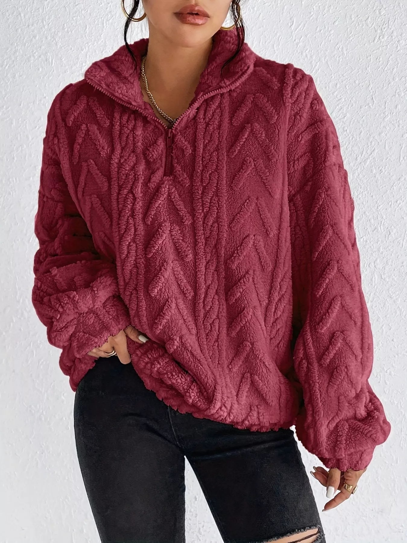 Yasmina - Maglione caldo e comodo con mezza zip