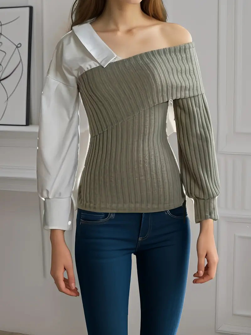 Della - Elegante top casual patchwork per donna