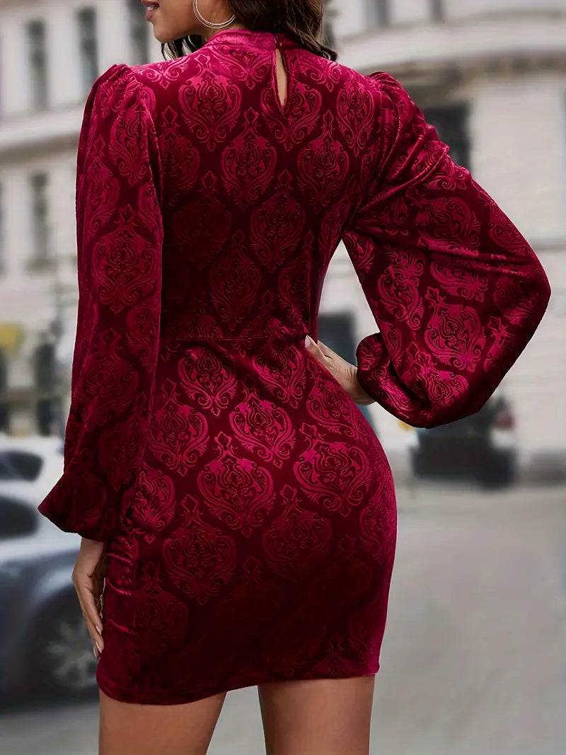 Luella - Elegante abito bodycon rosso con motivo floreale