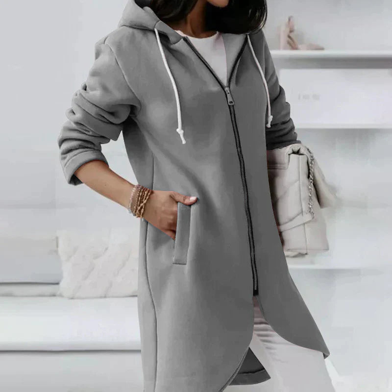 Felpa lunga con cappuccio e zip - Alba