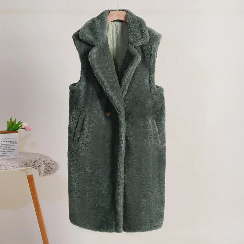 Jaina - Gilet casual senza maniche in morbida pelliccia