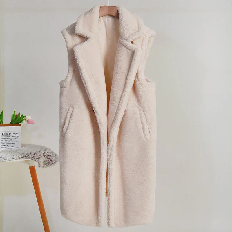 Jaina - Gilet casual senza maniche in morbida pelliccia
