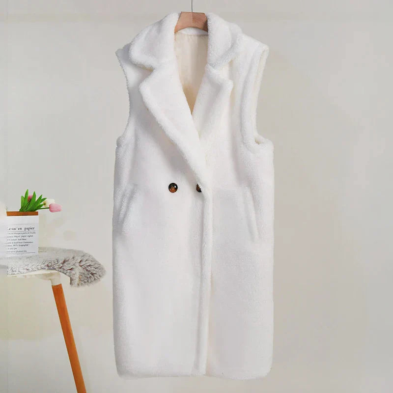 Jaina - Gilet casual senza maniche in morbida pelliccia