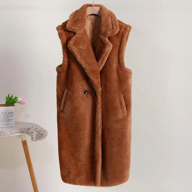 Jaina - Gilet casual senza maniche in morbida pelliccia
