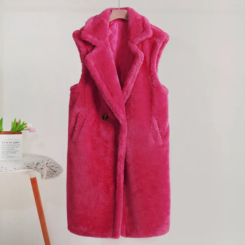 Jaina - Gilet casual senza maniche in morbida pelliccia