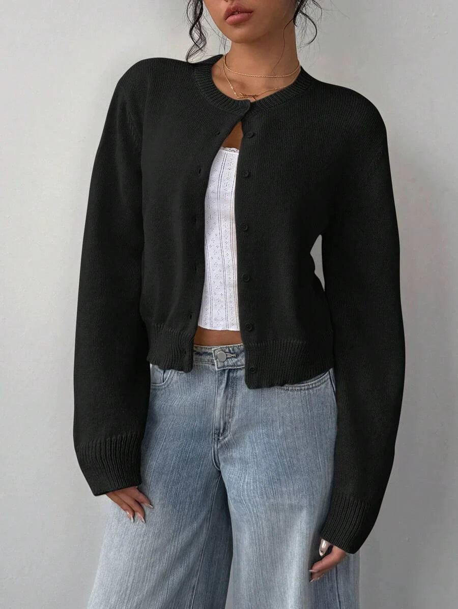 Loretta - Elegante cardigan corto in maglia con bottoni