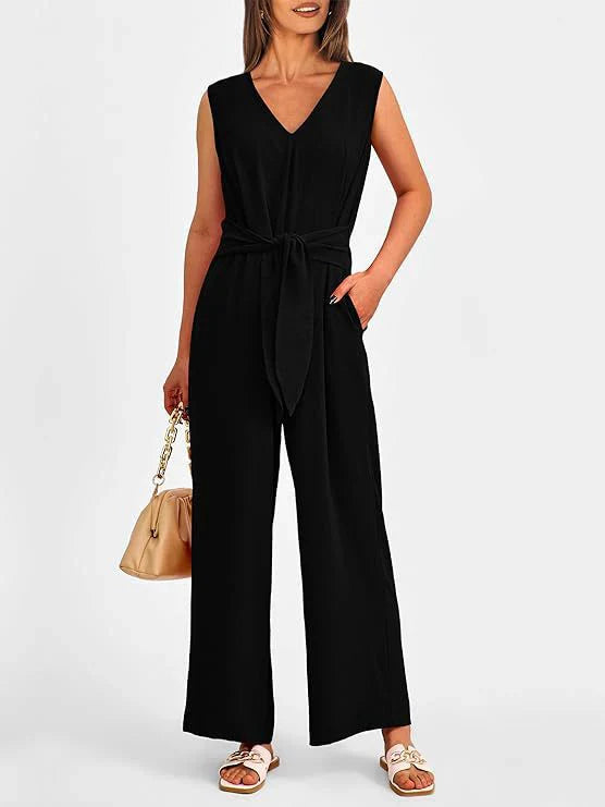 Ashlene - Elegante tuta a gamba larga con cintura regolabile