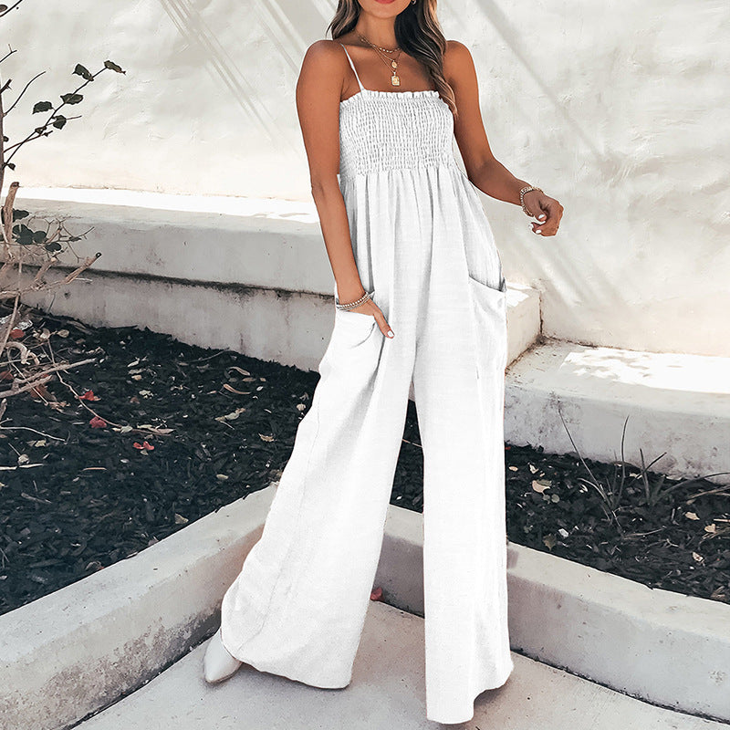 Mia - Tuta casual ampia con spalline sottili e gamba larga