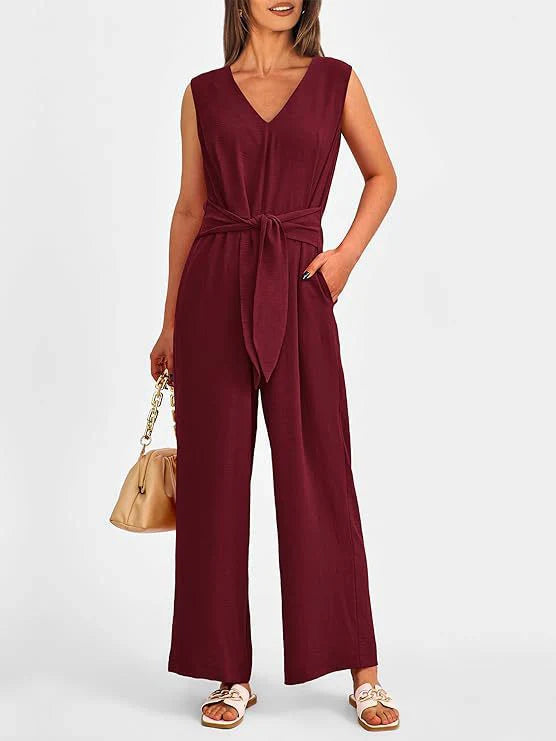 Ashlene - Elegante tuta a gamba larga con cintura regolabile