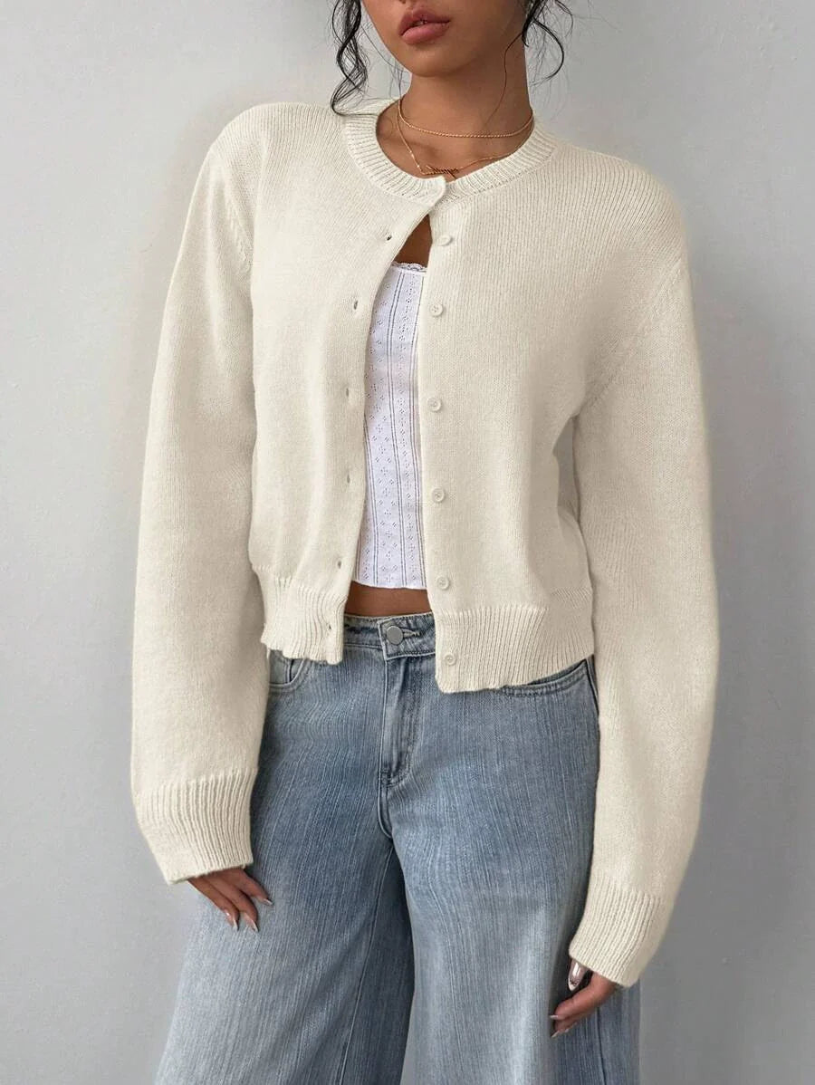 Loretta - Elegante cardigan corto in maglia con bottoni