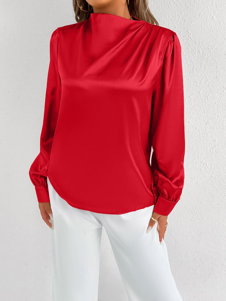 Elvira – Camicetta elegante a maniche lunghe con collo alto