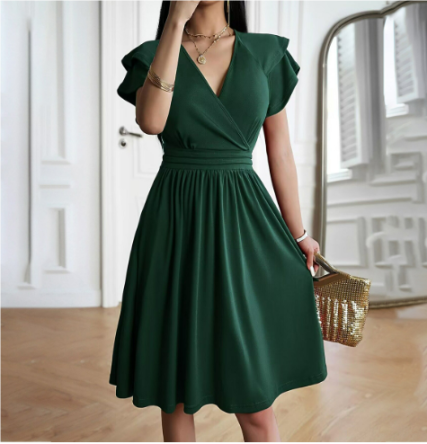 Tara - Elegante abito ampio a maniche corte con volant