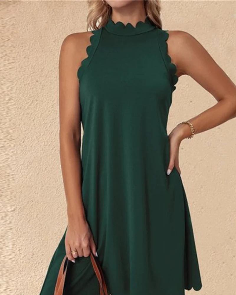 Bettina - Minidress casual senza maniche con collo alto