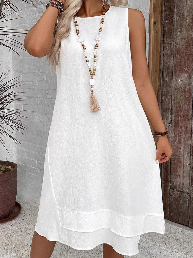 Deanna - Abito midi casual e ampio senza maniche