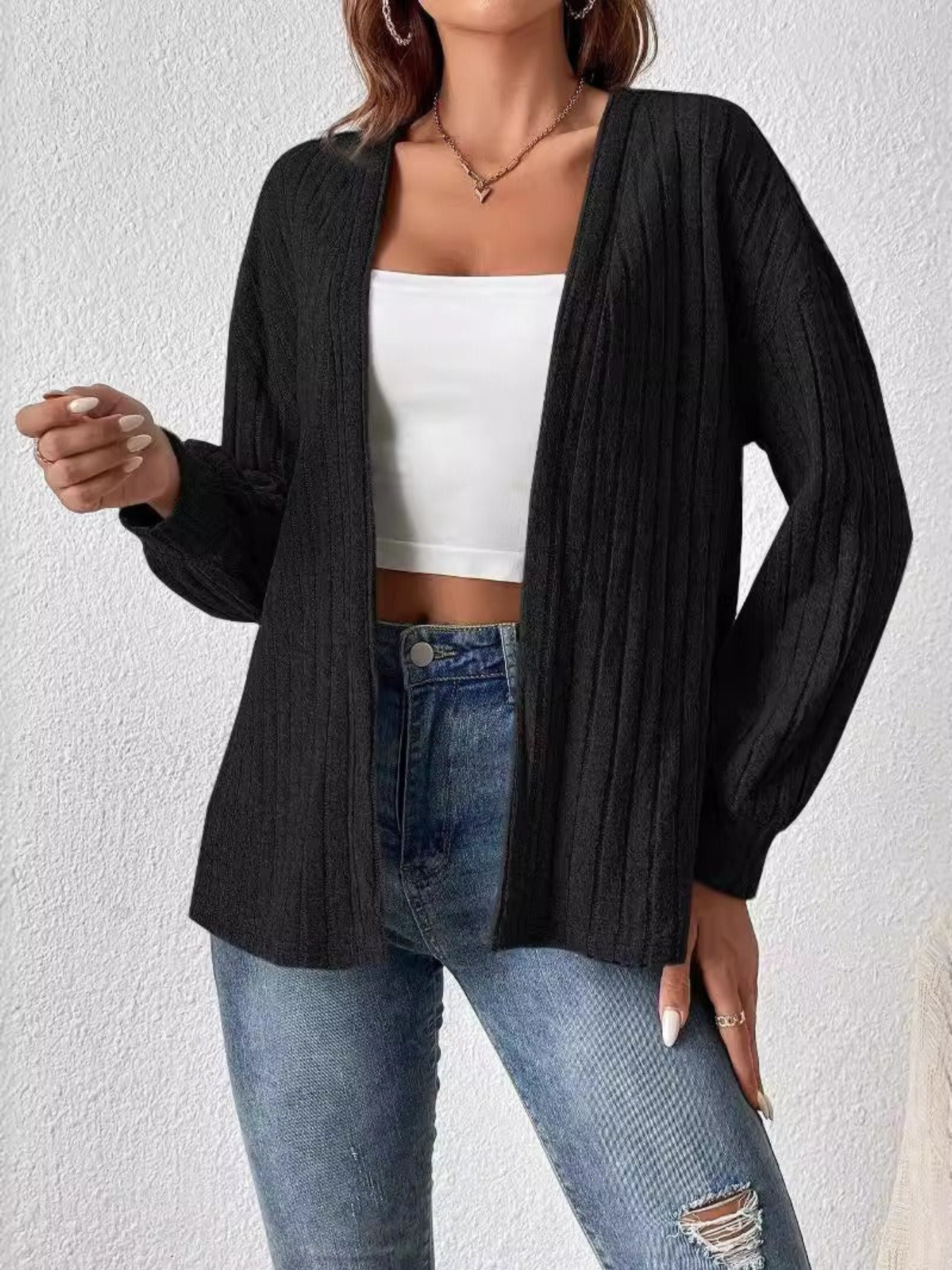 Kaira - Cardigan casual in maglia a coste
