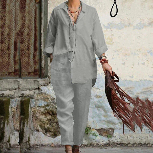Suzy - Completo casual vintage con polo e pantaloni