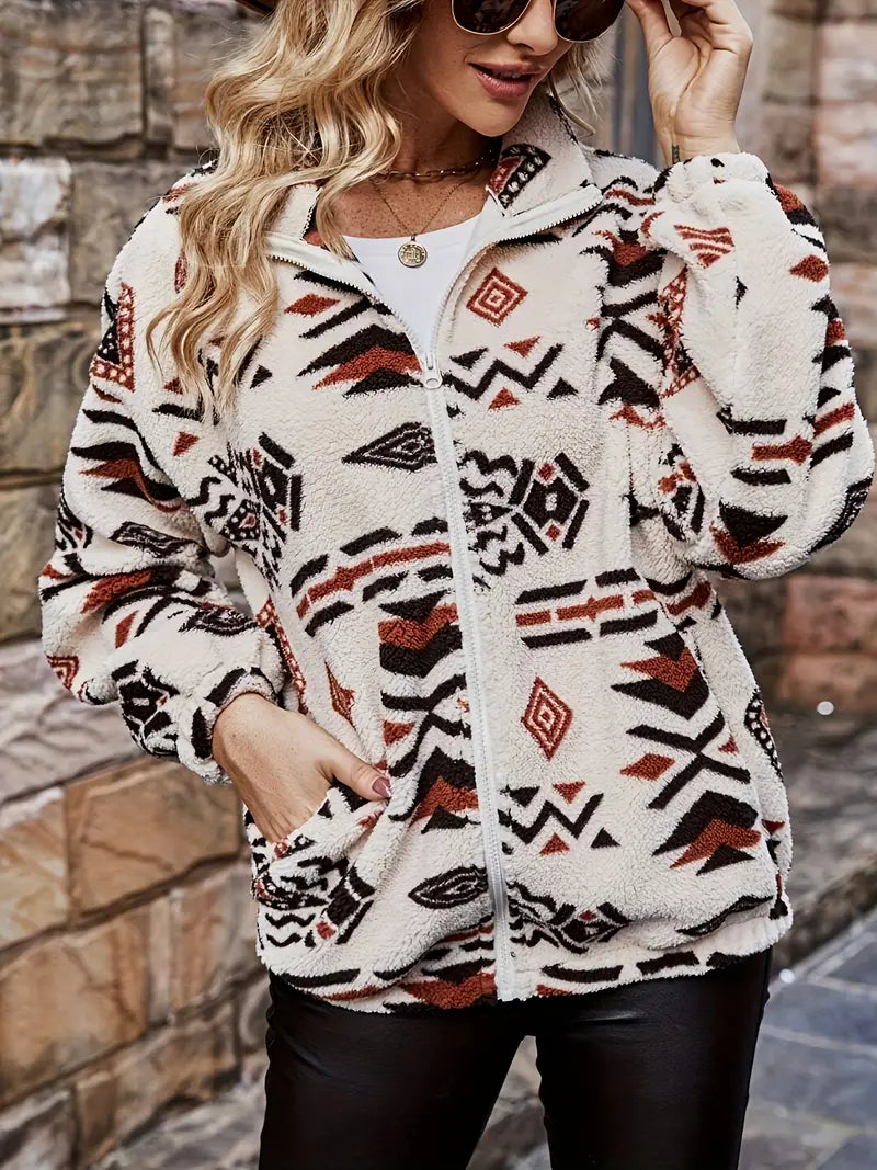 Frenda - Elegante giacca in pile con motivo geometrico