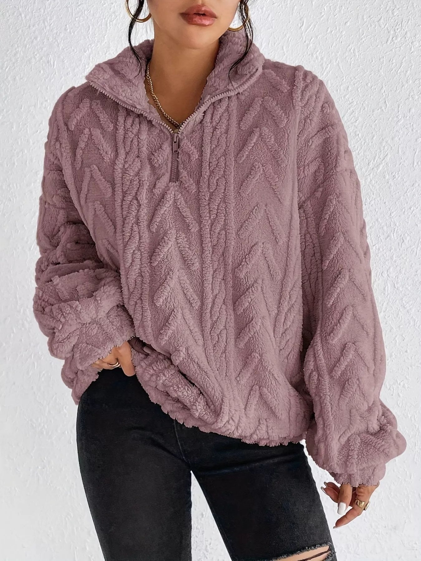 Yasmina - Maglione caldo e comodo con mezza zip