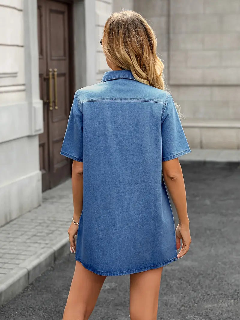 Alberta - Abito in denim a maniche corte in stile retrò