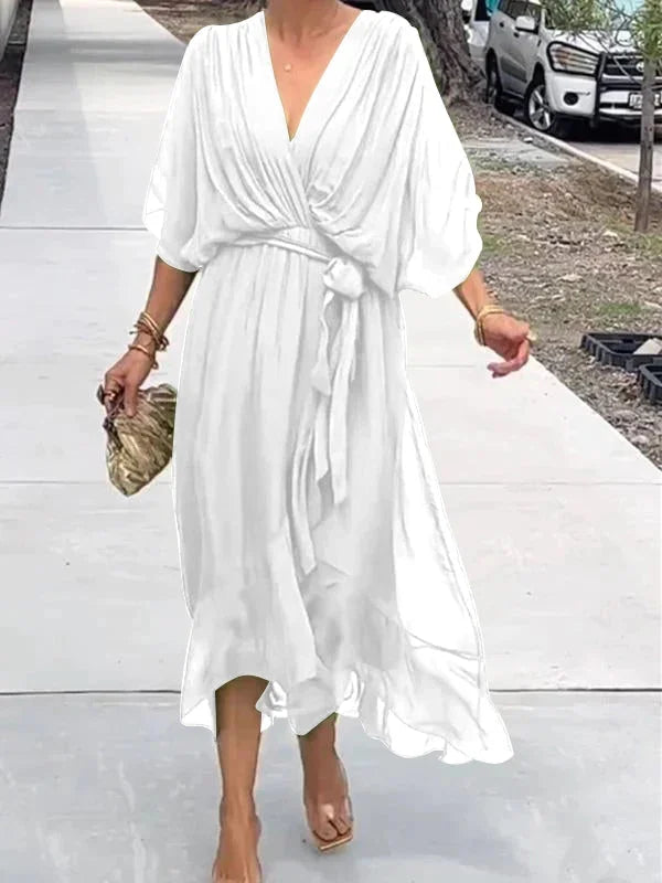 Julia - Elegante e raffinato abito in chiffon con scollatura a V