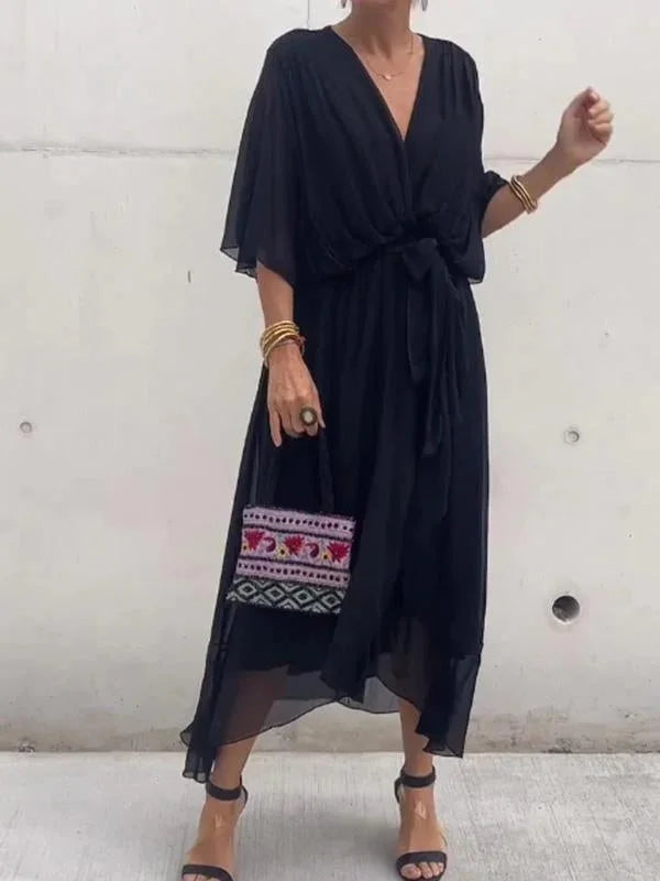 Julia - Elegante e raffinato abito in chiffon con scollatura a V
