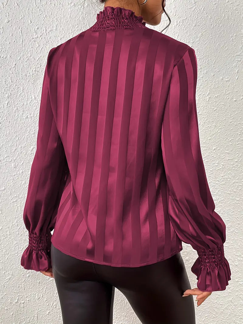 Lottie - Elegante blusa arricciata con scollo tondo