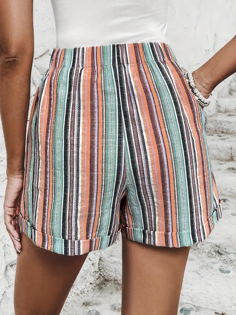 Maggie - Pantaloncini a vita alta con strisce a contrasto