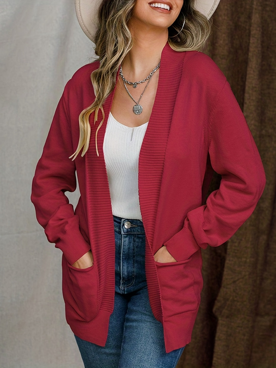 Gazelle - Cardigan casual a maniche lunghe aperto sul davanti