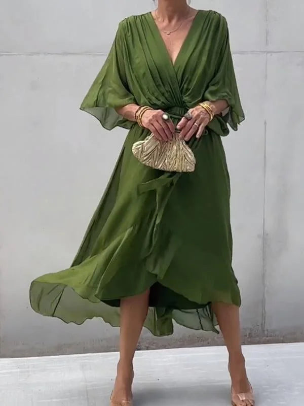 Julia - Elegante e raffinato abito in chiffon con scollatura a V