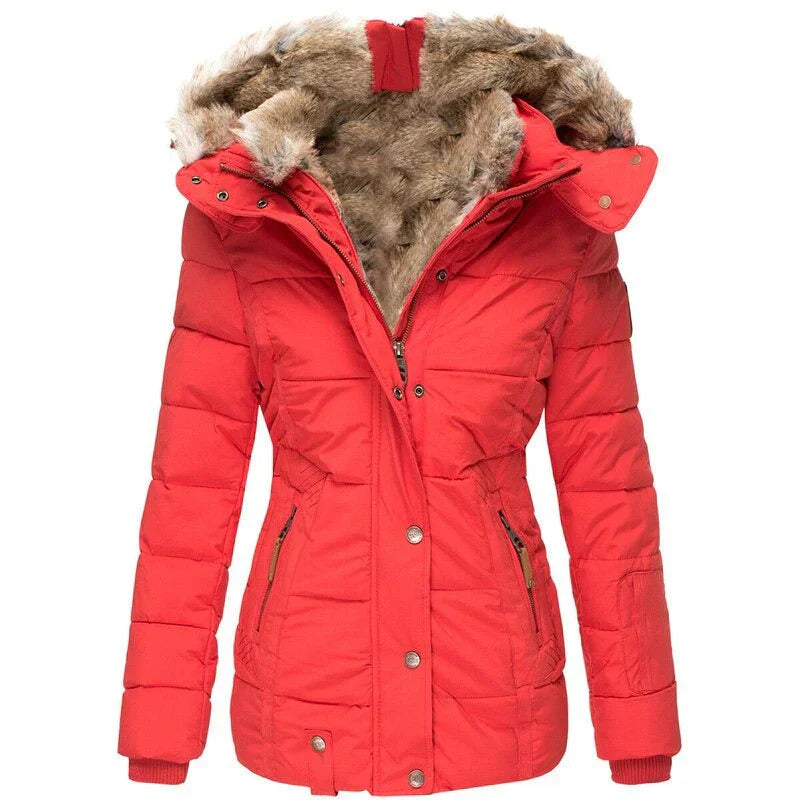 Greta - Cappotto invernale alla moda con fodera in pelliccia per donna