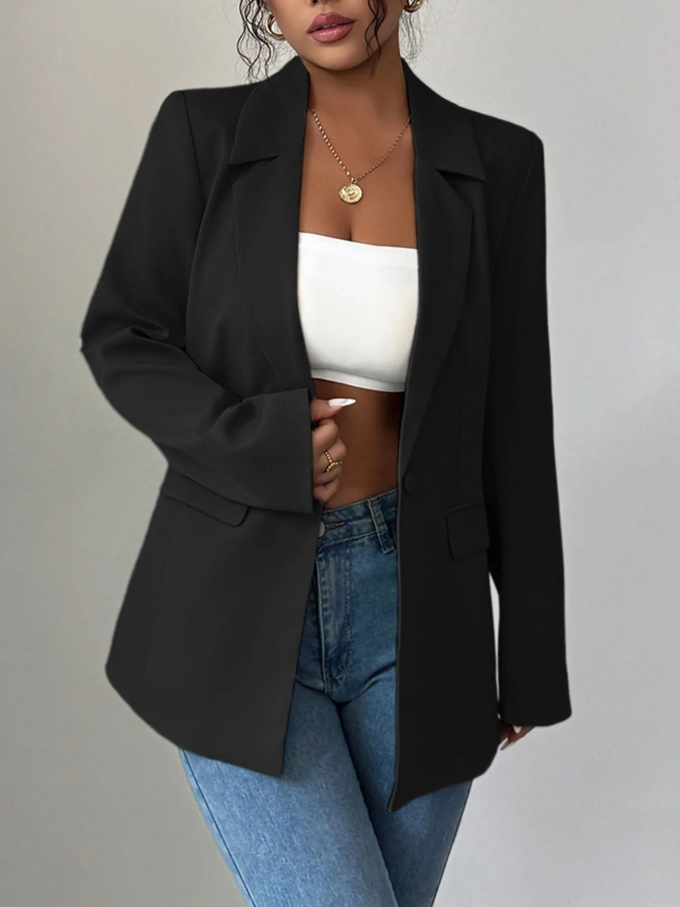 Lilibet - Elegante blazer con revers e bottone singolo