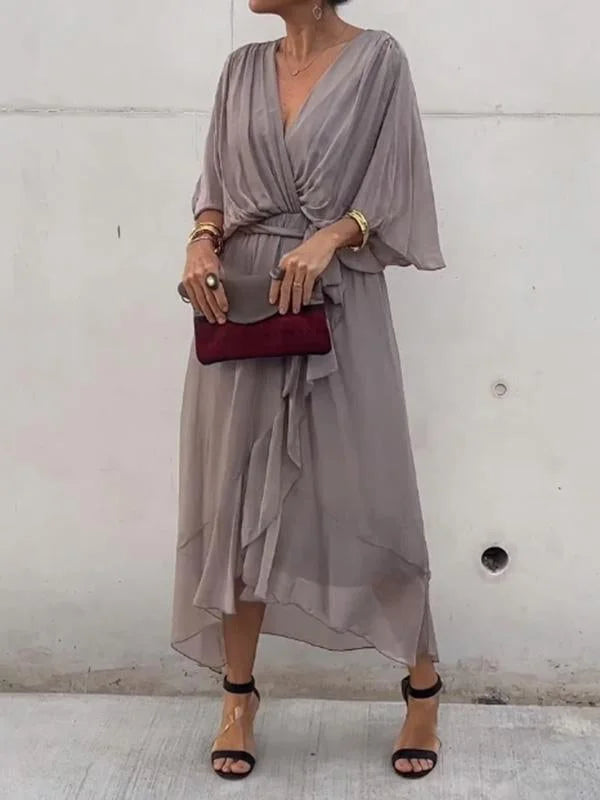 Julia - Elegante e raffinato abito in chiffon con scollatura a V