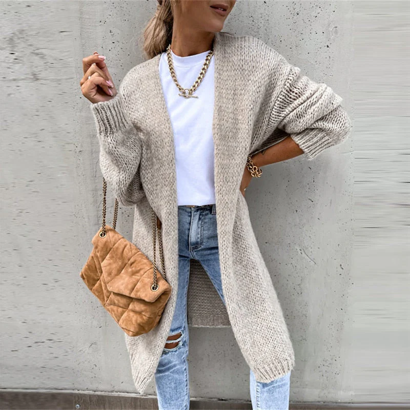 Reanna - Cardigan lungo casual in maglia