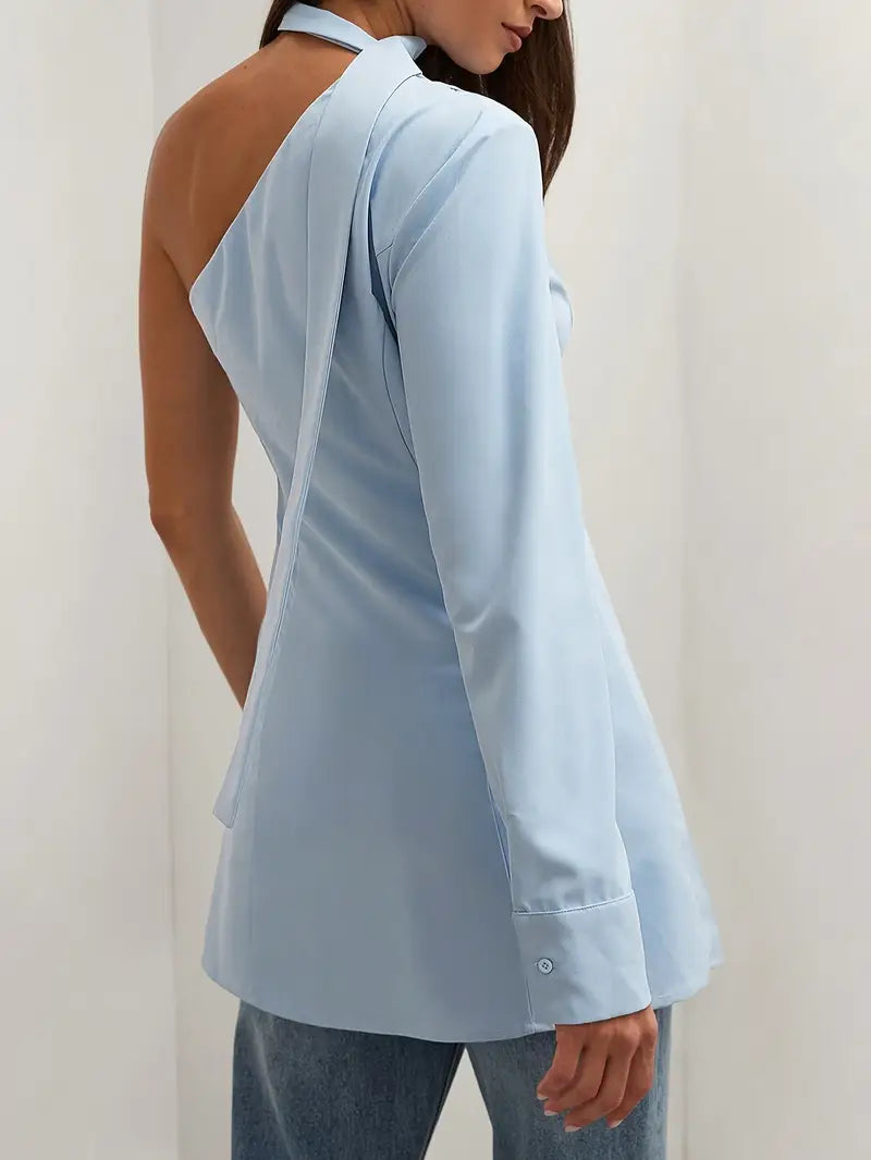 Dorothy - Elegante camicia monospalla a maniche lunghe