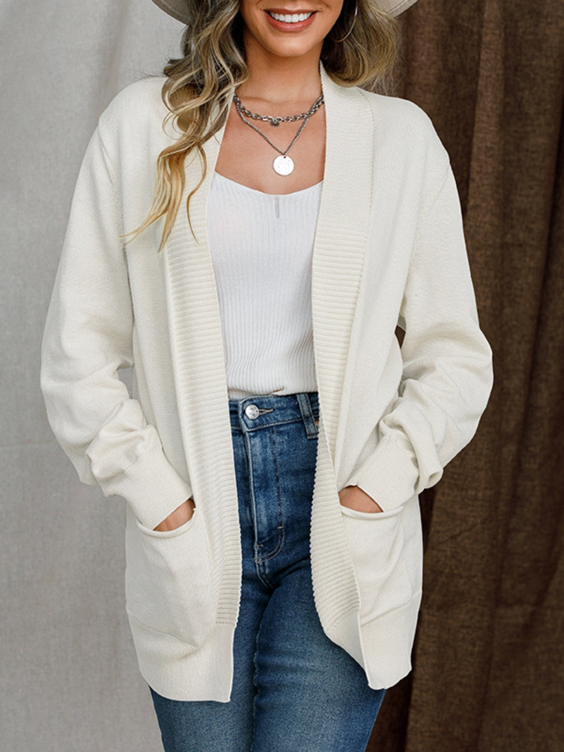 Gazelle - Cardigan casual a maniche lunghe aperto sul davanti