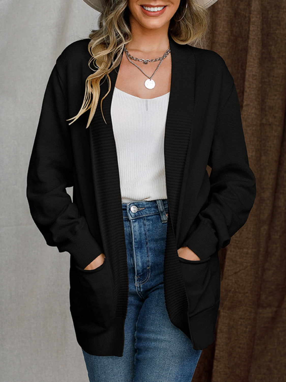 Gazelle - Cardigan casual a maniche lunghe aperto sul davanti