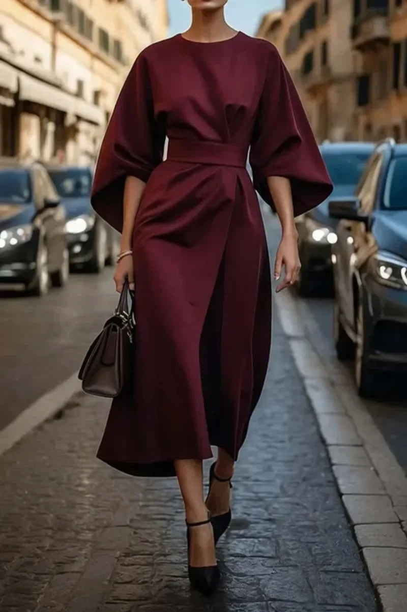 Tianna - Elegante Vestito con Cintura Sottolineata e Maniche a Palloncino