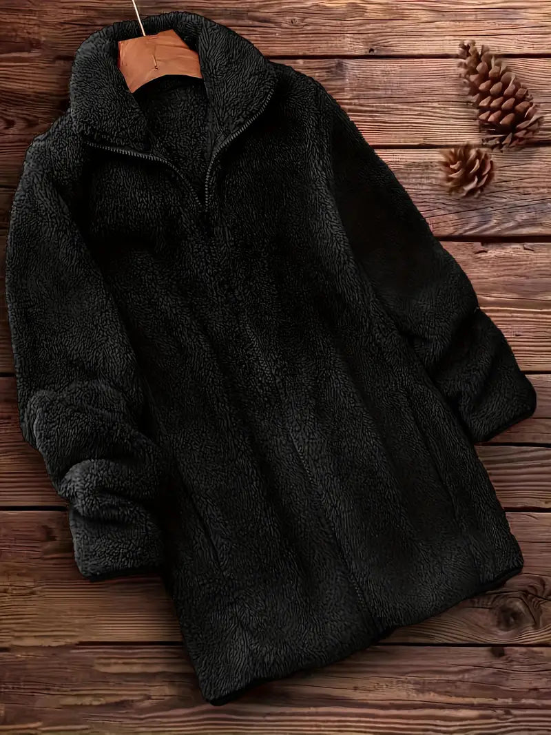Edith - Cappotto teddy tinta unita con cerniera