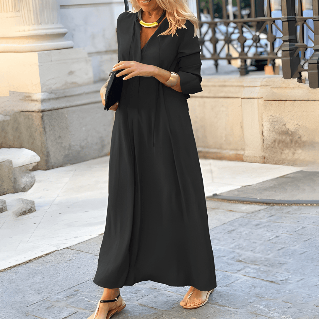 Vasilina - Abito maxi elegante e confortevole a maniche lunghe