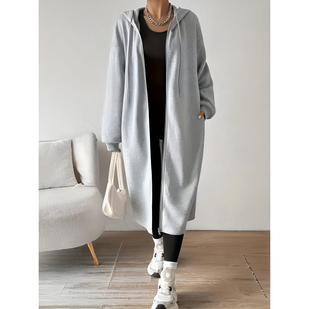 Therese - Giacca Cappotto Lungo con Zip e Cappuccio