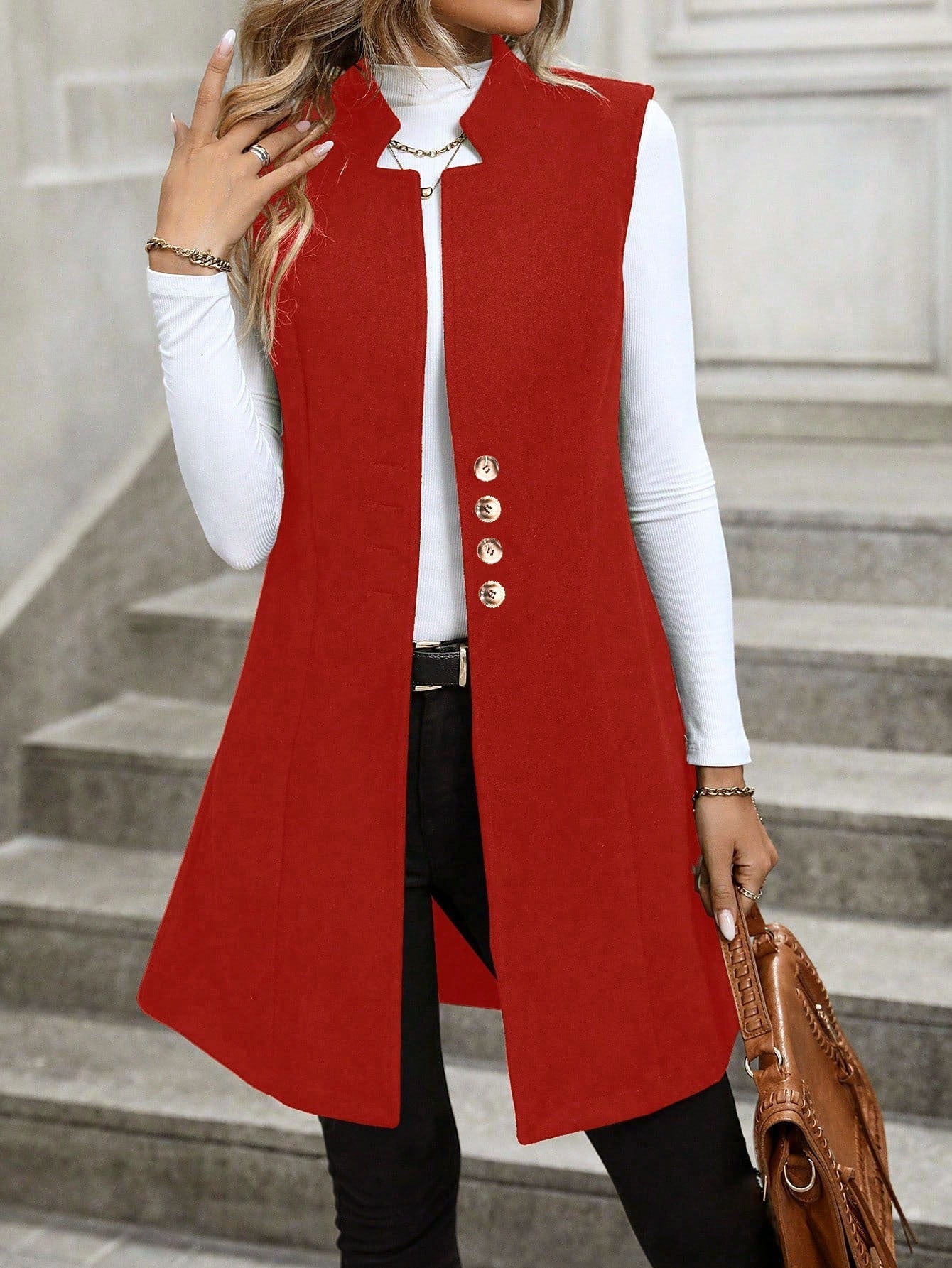 Hallie - Gilet lungo senza maniche, comodo e casual