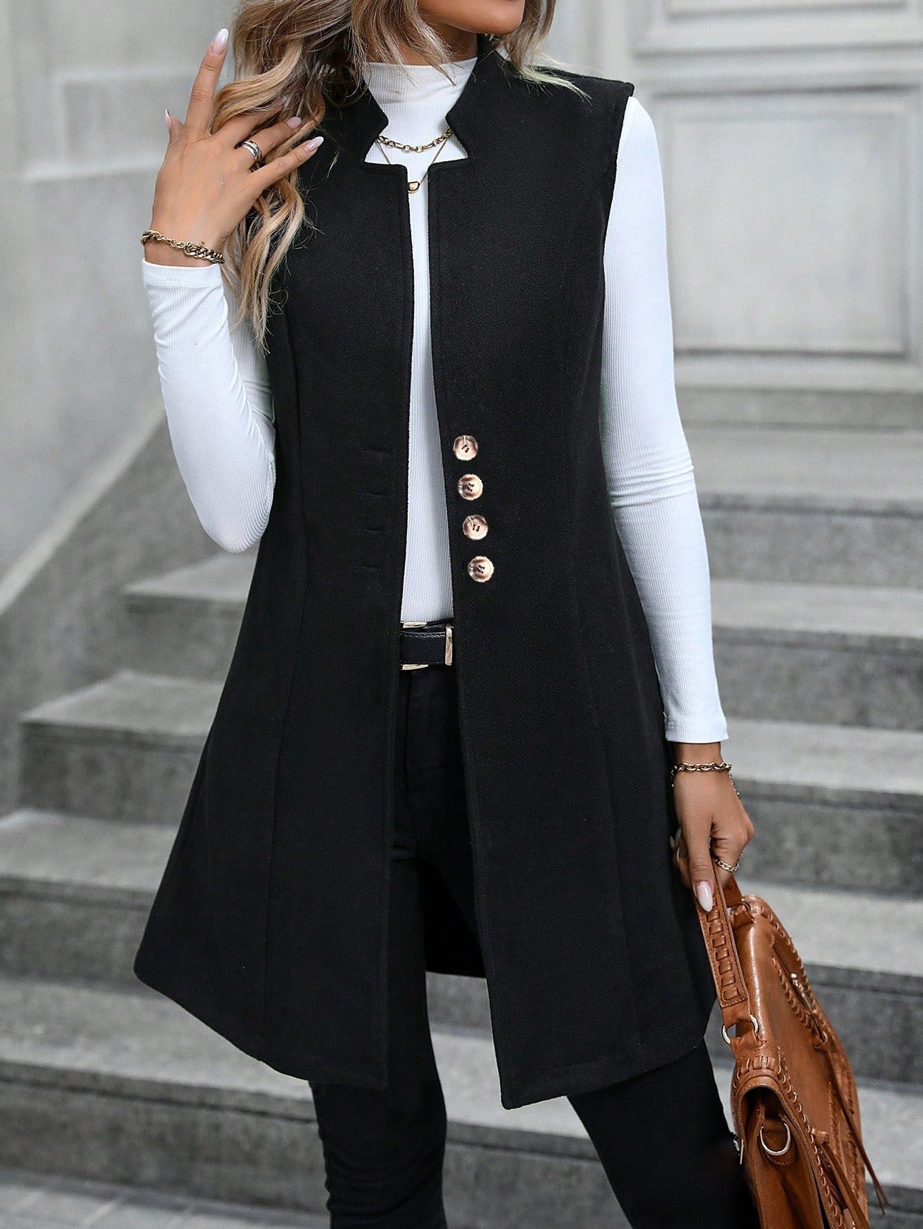Hallie - Gilet lungo senza maniche, comodo e casual