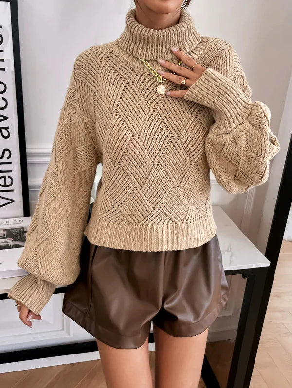 Savina - Elegante maglione a collo alto in maglia