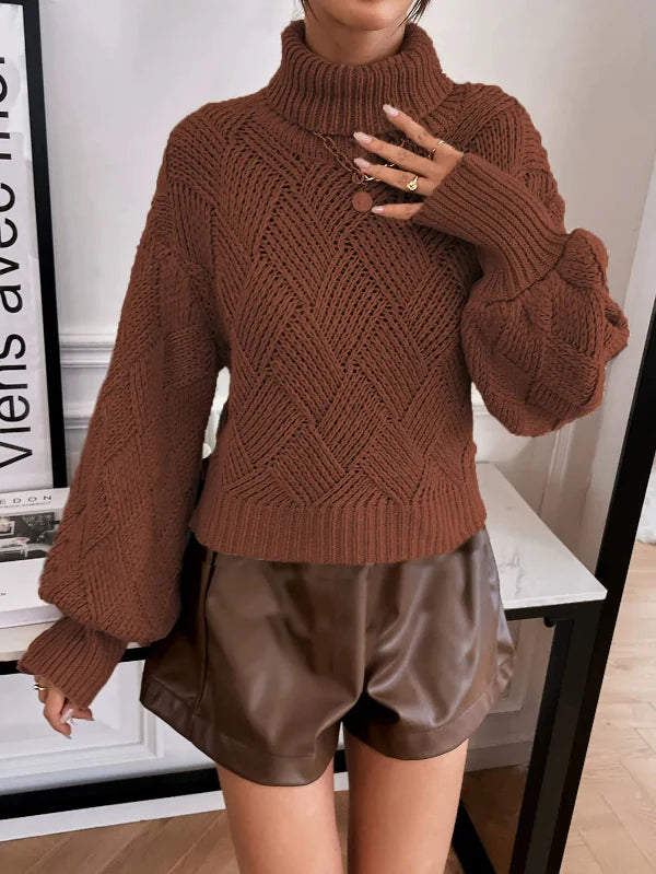 Savina - Elegante maglione a collo alto in maglia