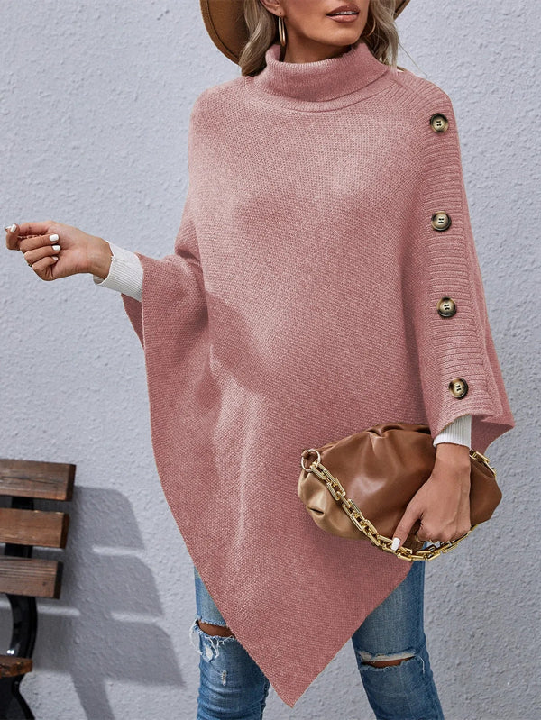 Wilma - Elegante maglione oversize a collo alto con maniche pipistrello