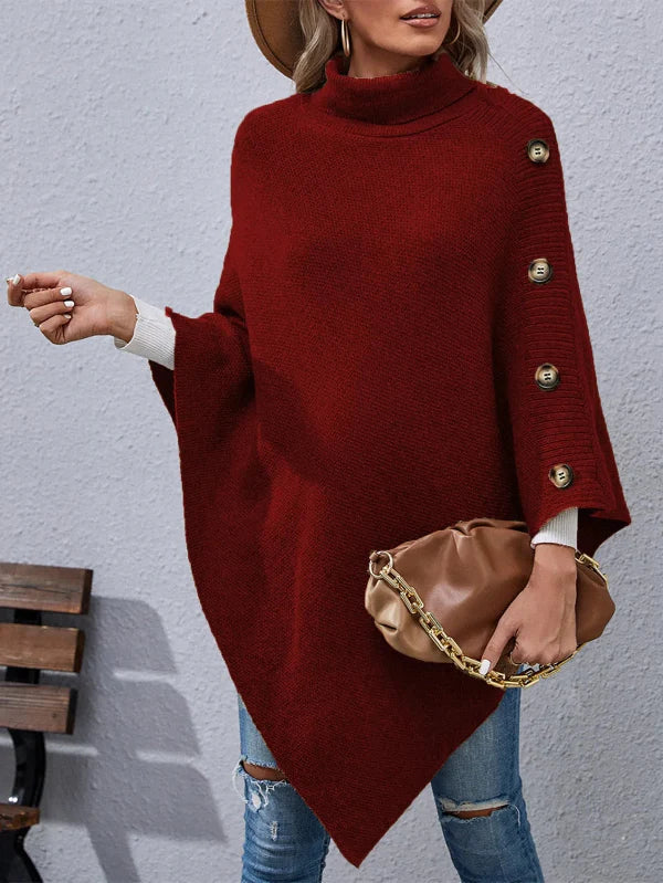 Wilma - Elegante maglione oversize a collo alto con maniche pipistrello
