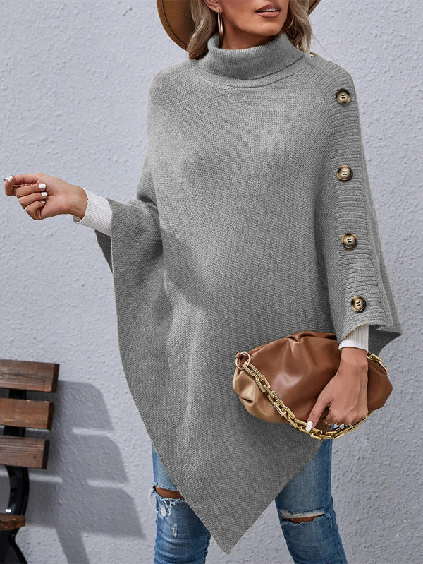 Wilma - Elegante maglione oversize a collo alto con maniche pipistrello