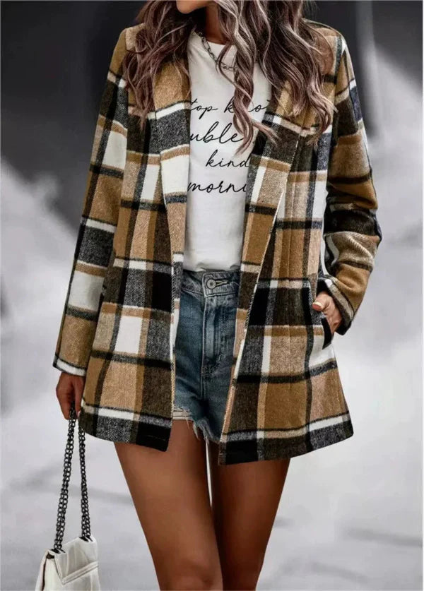 Janina - Cappotto-cardigan a quadri ampio e chic