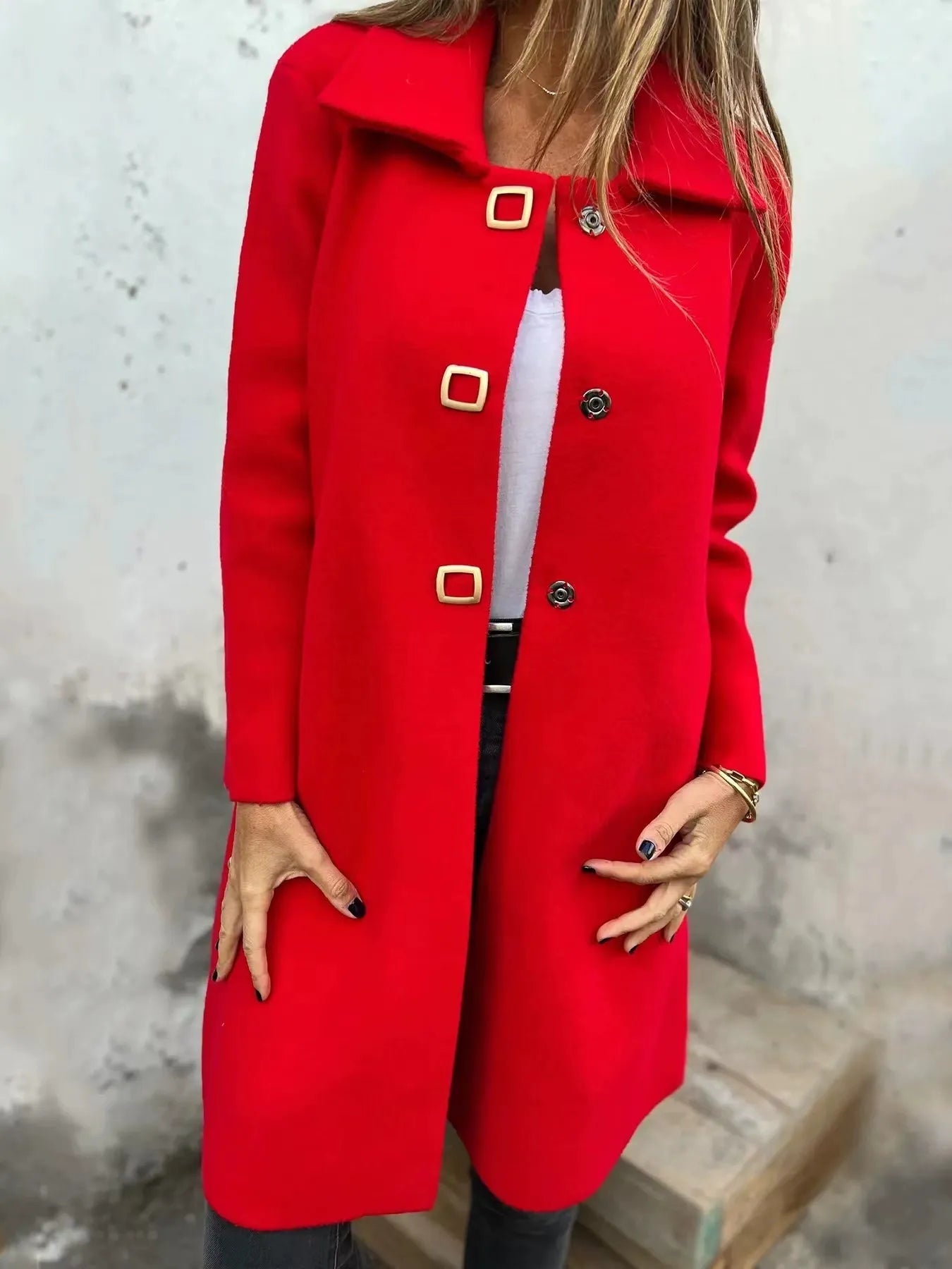 Larissa - Elegante cappotto a mezza lunghezza con revers